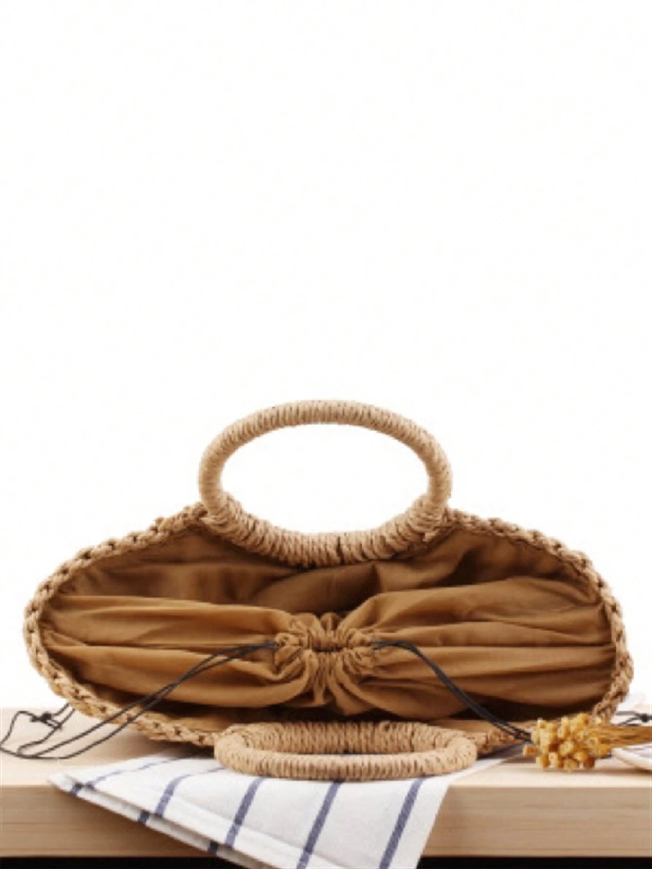 Vendedor Indicado
Baila Morena Bolsa palha grande meia lua bolsa de praia feminina de mão argola alça retirável forro de tecido fecho com cordão