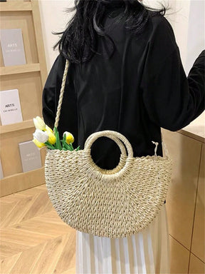 Vendedor Indicado
Baila Morena Bolsa palha grande meia lua bolsa de praia feminina de mão argola alça retirável forro de tecido fecho com cordão