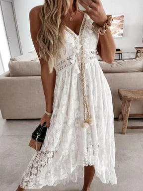 Vestido Longo de Renda Branco