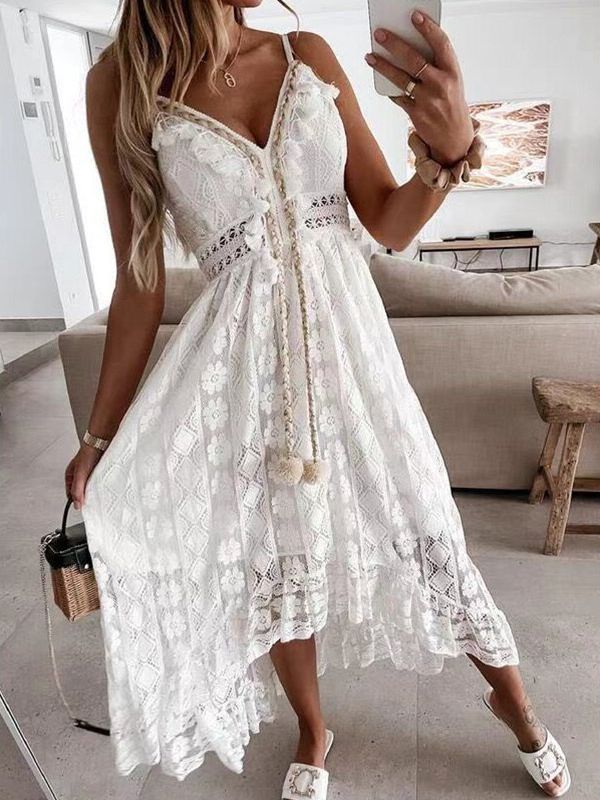 Vestido Longo de Renda Branco