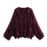 Muyer plissado blusas femininas semi pura blusas casuais mulher primavera camisas de fadas e blusas para senhora manga longa topos mulher 2025