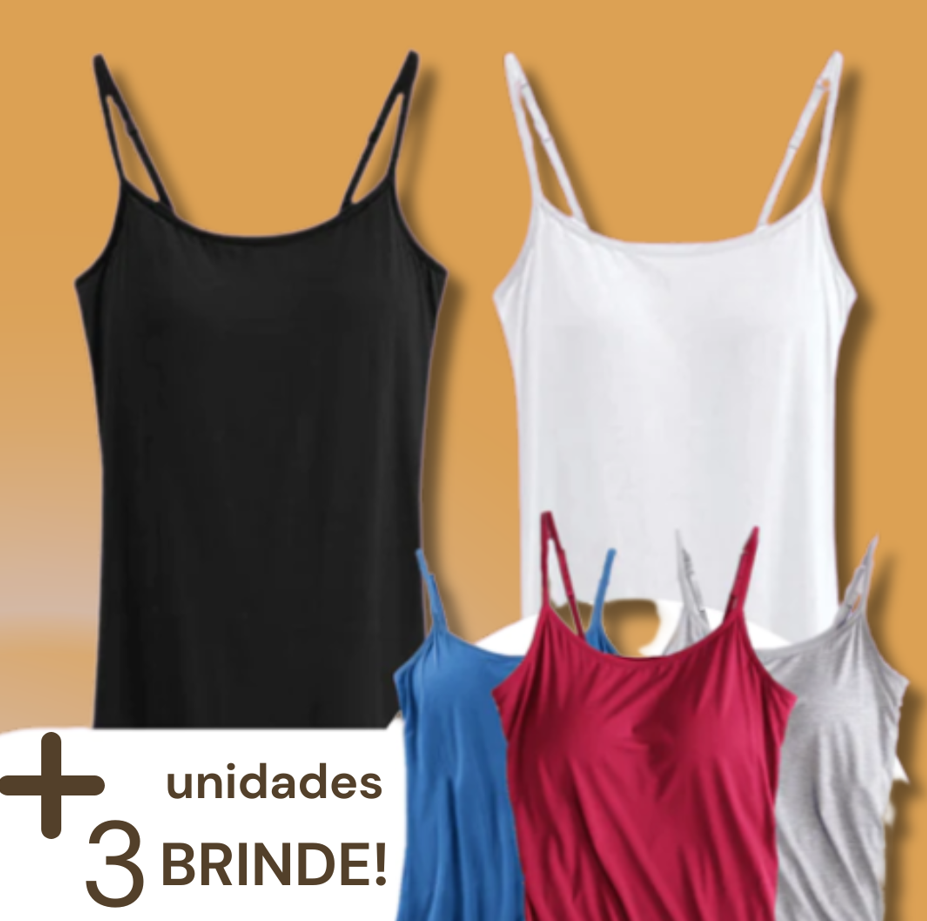 Blusa com Sutiã Embutido e Tecido Respirável - (PAGUE 2 e LEVE 5)